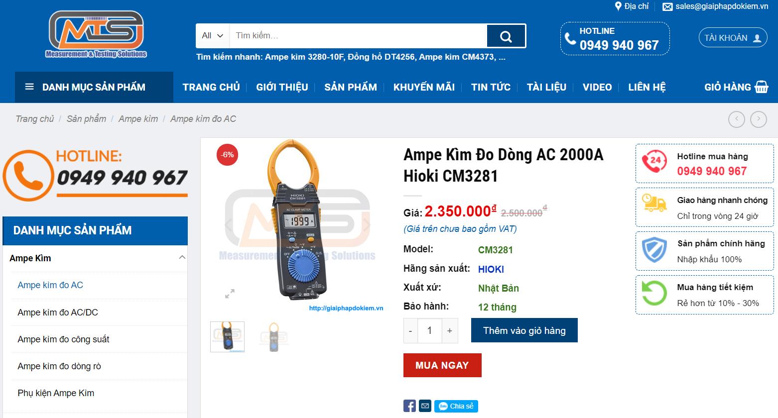 Địa chỉ cung cấp ampe kìm đo dòng AC 2000A Hioki CM3281 chính hãng 10 Hioki CM3281