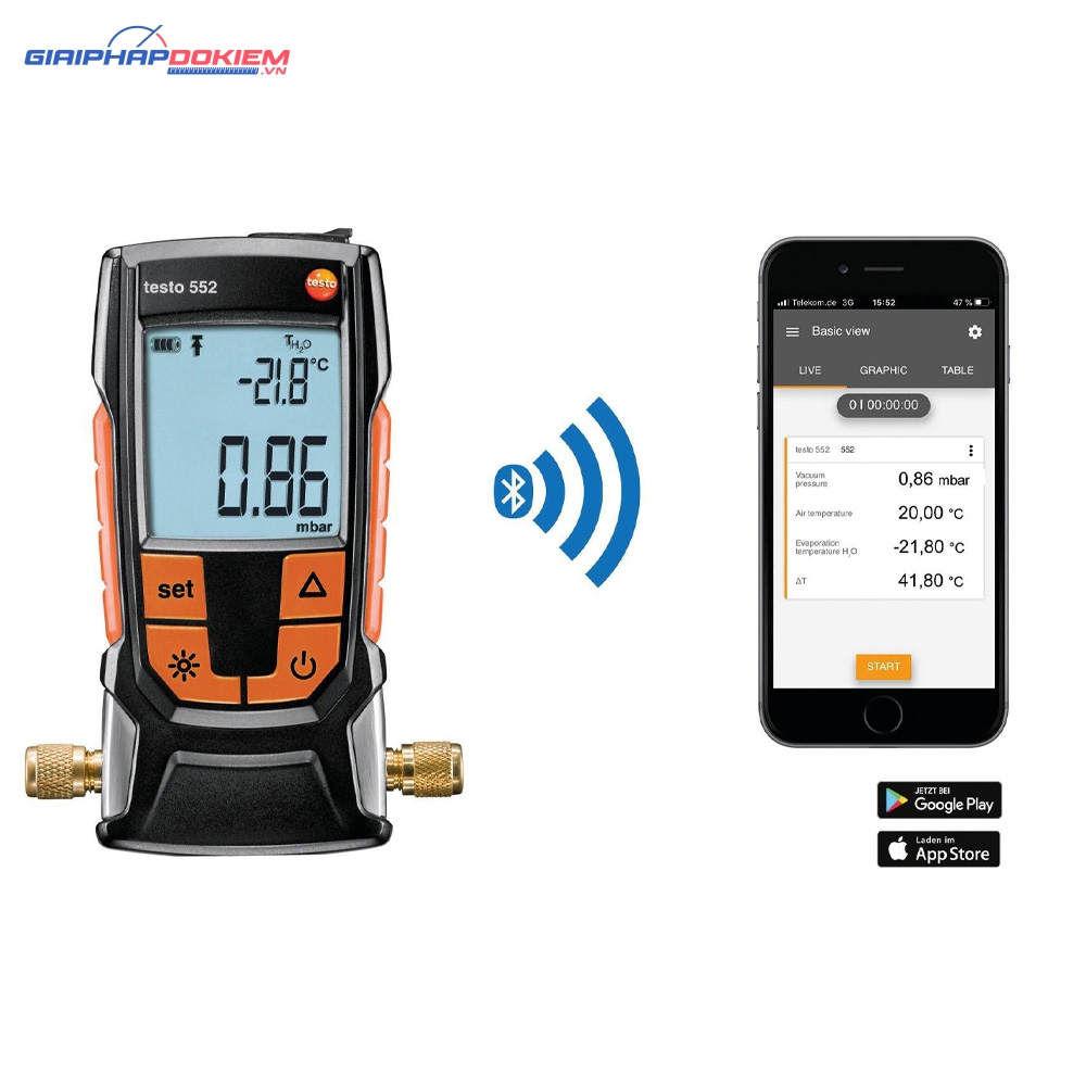 Máy đo áp suất chân không Testo 552 5 Máy đo áp suất chân không testo 552