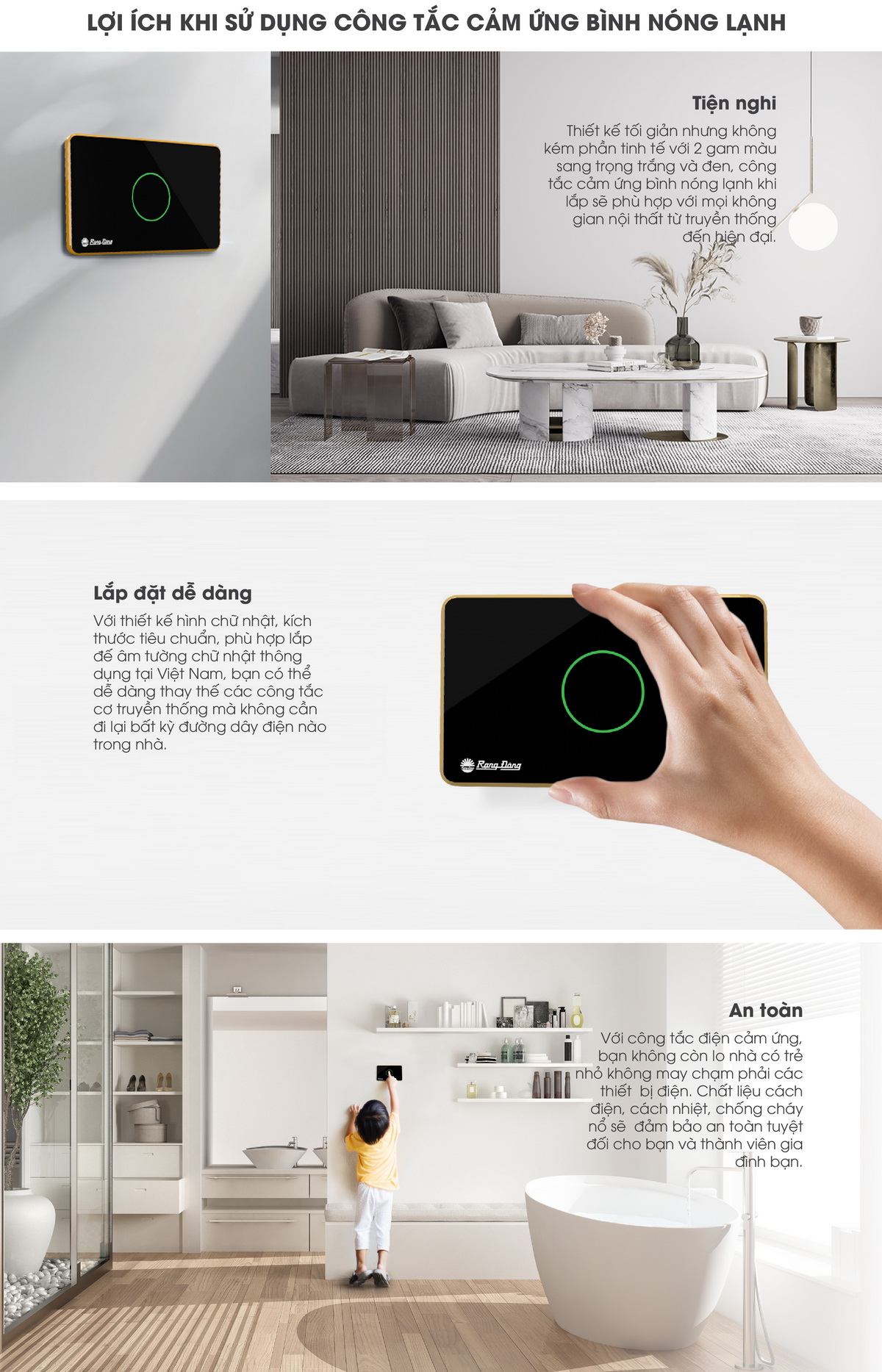 Công tắc cảm ứng bình nóng lạnh Rạng Đông RD-CT.01.NL Công tắc cảm ứng bình nóng lạnh Rạng Đông RD-CT.01.NL