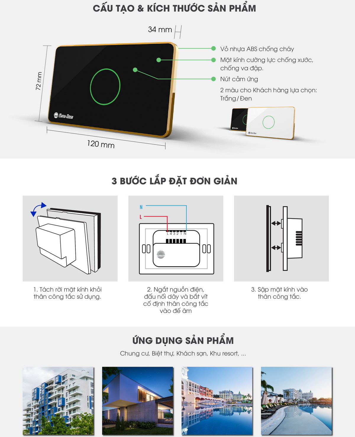 Công tắc cảm ứng bình nóng lạnh Rạng Đông RD-CT.01.NL Công tắc cảm ứng bình nóng lạnh Rạng Đông RD-CT.01.NL