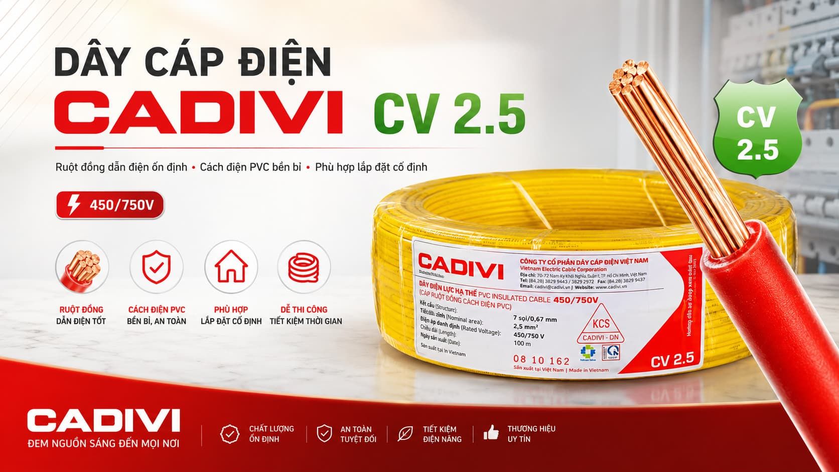 Dây Cáp Điện Cadivi CV 2.5 21 Giới thiệu về dây cáp điện Cadivi CV 2.5
