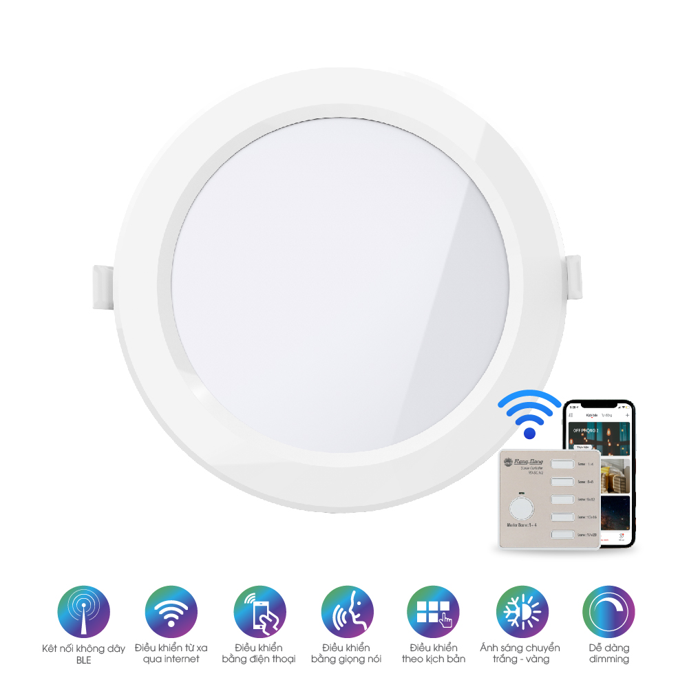 Đèn LED panel tròn đổi màu Bluetooth Rạng Đông PT04.BLE 110/9W