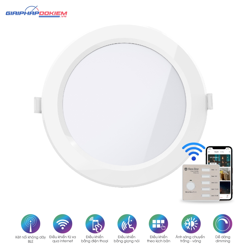 Đèn LED panel tròn đổi màu Bluetooth Rạng Đông PT04.BLE 110/9W 1 Đèn LED panel tròn đổi màu Bluetooth Rạng Đông PT04.BLE 110/9W