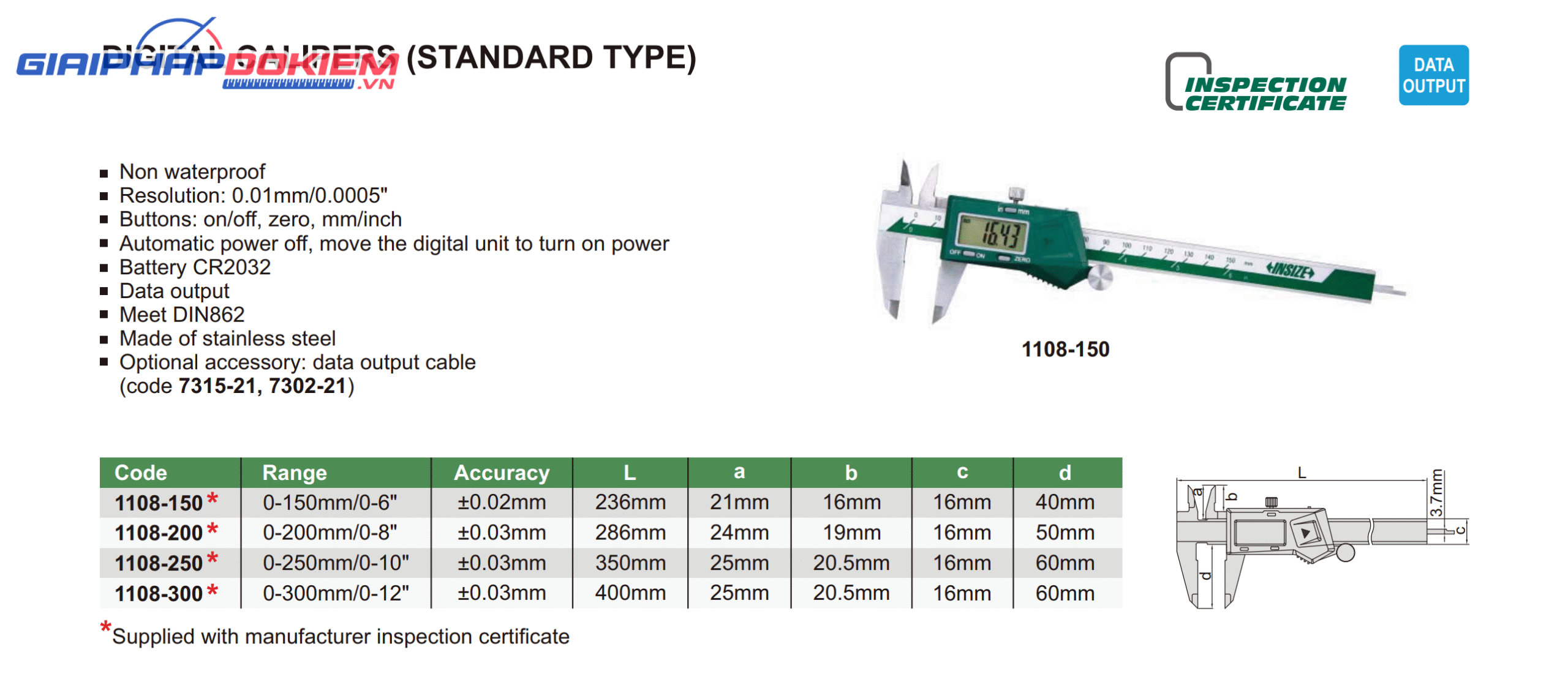 Thước cặp điện tử INSIZE 1108-150 3 Thước cặp điện tử INSIZE 1108-150