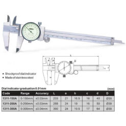 Thước cặp đồng hồ INSIZE 1311-200A (0-200mm / 0.01mm) 8 Thước cặp đồng hồ INSIZE 1311-200A (0-200mm / 0.01mm)