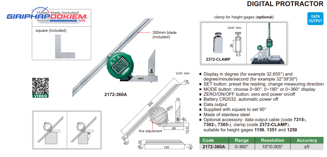 Thước đo góc 0 - 360° điện tử INSIZE 2172-360A 3 Thước đo góc 0 - 360° điện tử INSIZE 2172-360A