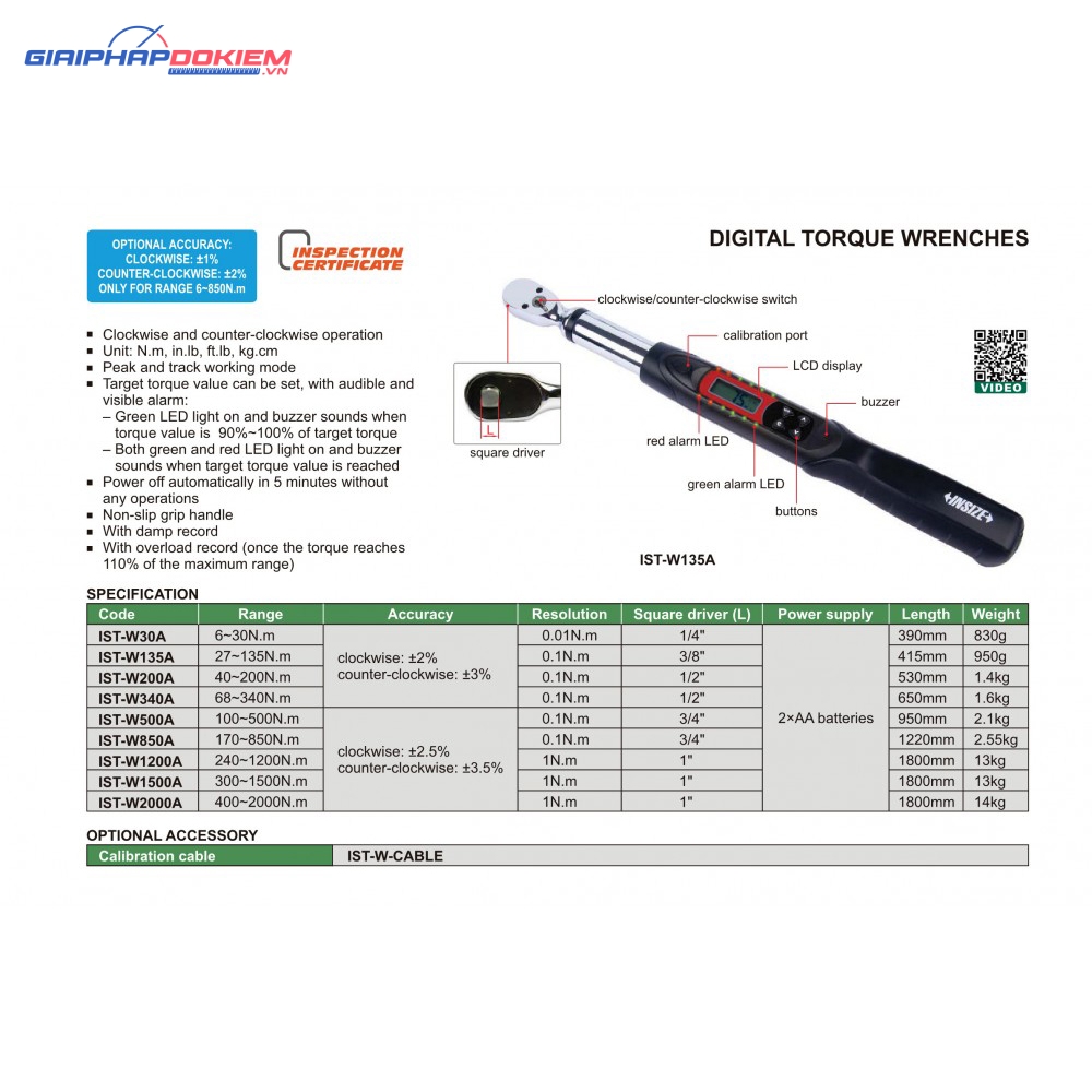 Cờ lê lực điện tử Insize IST-W340A 3 Cờ lê lực điện tử Insize IST-W340A