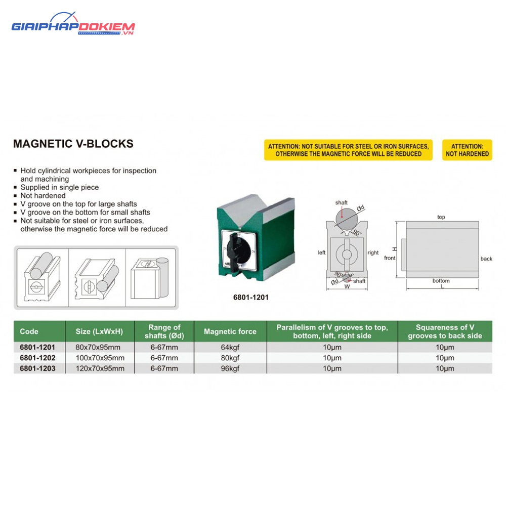 Đế từ khối V - INSIZE 6801-1202 3 Đế từ khối V - INSIZE 6801-1202