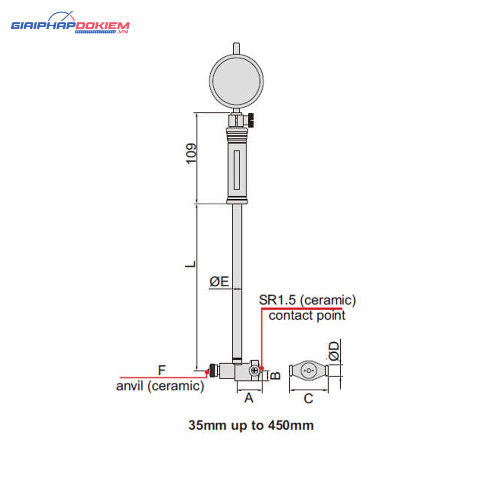 Đồng hồ đo lỗ cơ khí Insize 2322-60A 5 Đồng hồ đo lỗ cơ khí Insize 2322-60A