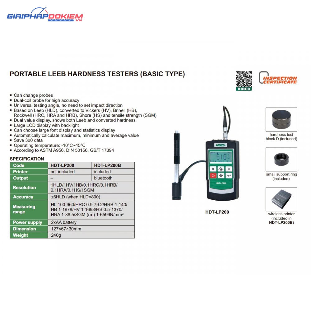 Máy đo độ cứng cầm tay Leeb INSIZE HDT-LP200 3 Máy đo độ cứng cầm tay Leeb INSIZE HDT-LP200