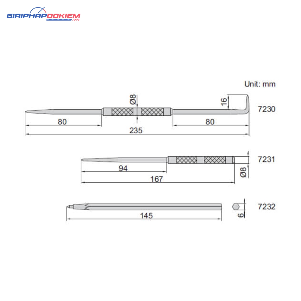 Mũi vạch dấu Insize 7231 3 Mũi vạch dấu Insize 7231