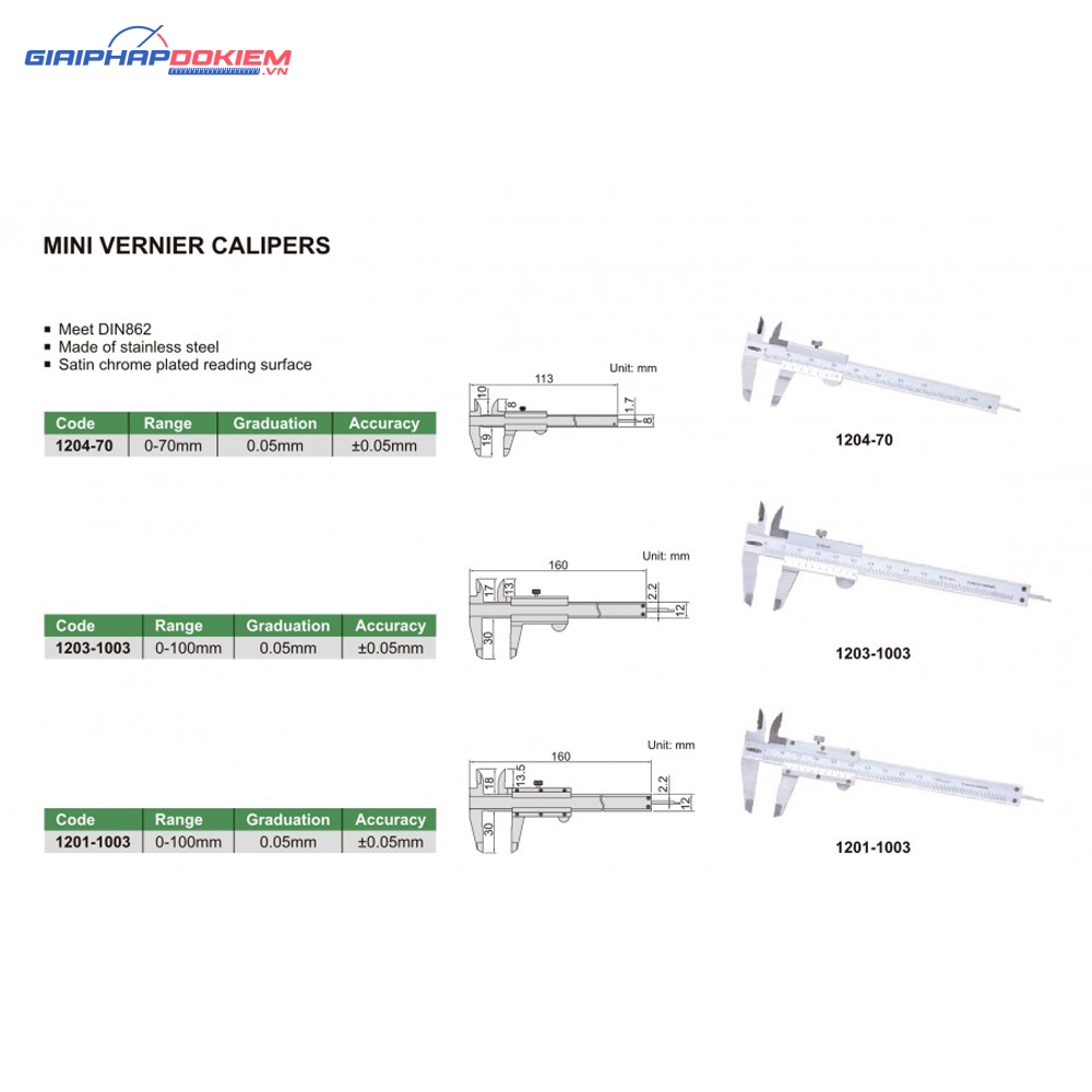 Thước cặp cơ Insize 1204-70 (70mm / 0.05mm) 3 Thước cặp cơ Insize 1204-70 (70mm / 0.05mm)