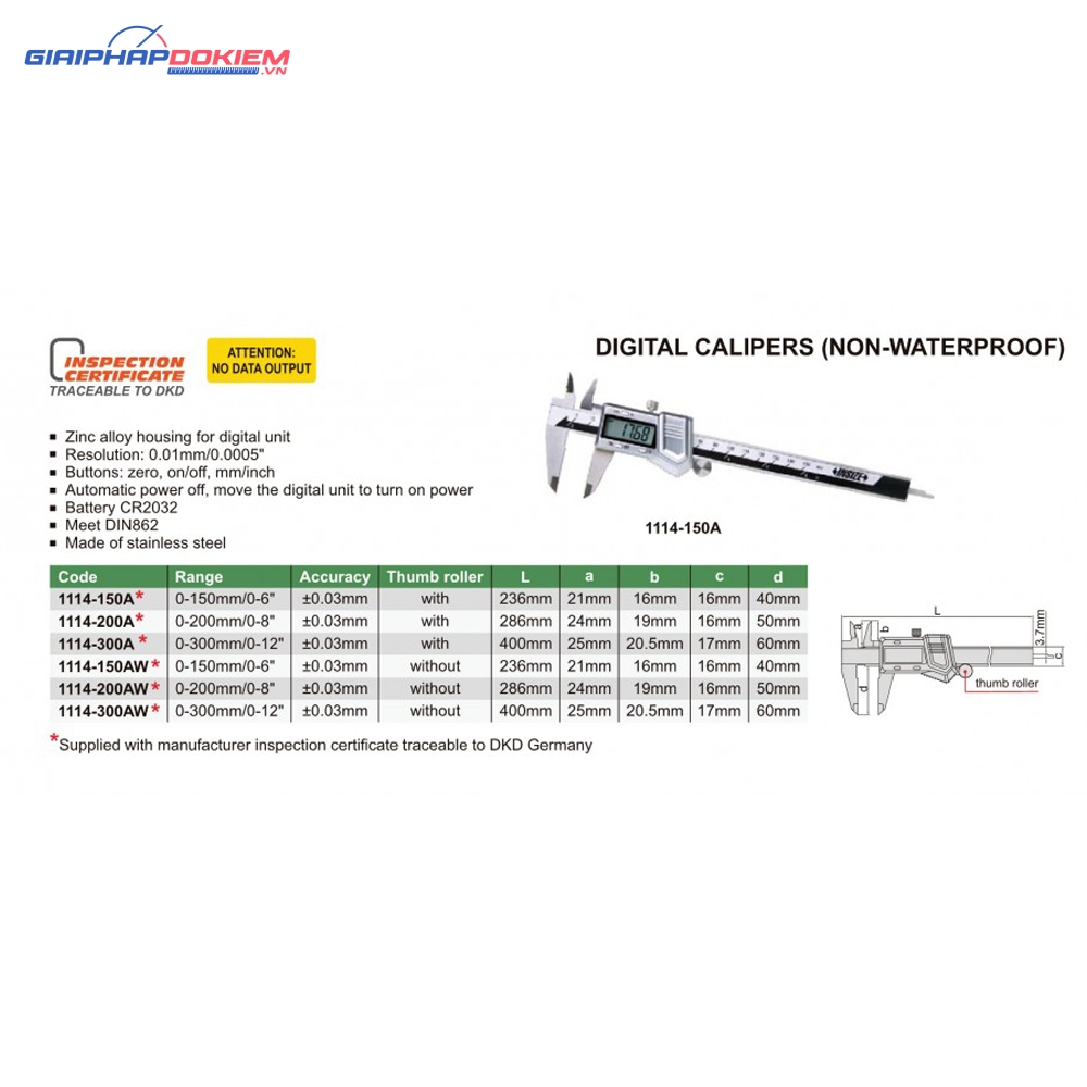 Thước cặp điện tử Insize 1114-200A (0-200mm/0.03mm) 9 Thước cặp điện tử Insize 1114-200A (0-200mm/0.03mm)