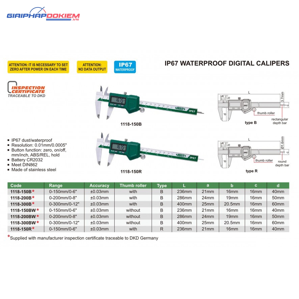 Thước cặp điện tử Insize chống nước 1118-150B 8 Thước cặp điện tử Insize chống nước 1118-150B