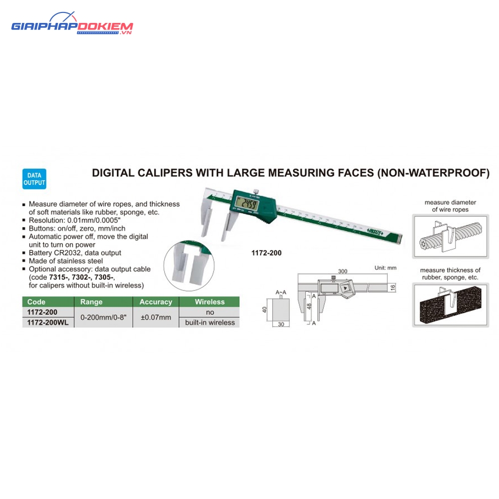 Thước cặp điện tử mỏ phẳng Insize 1172-200 3 Thước cặp điện tử mỏ phẳng Insize 1172-200