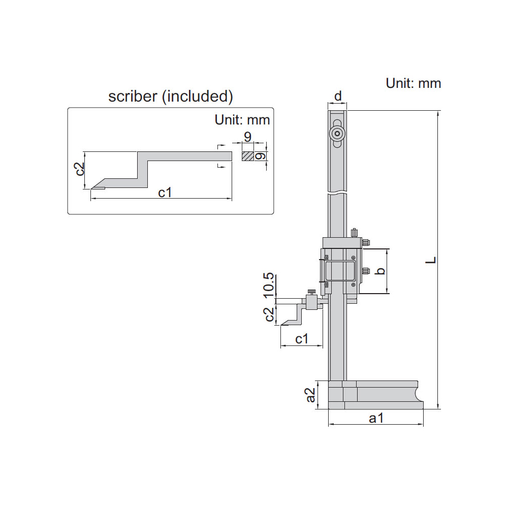 Thước đo cao cơ khí Insize 1250-450 (0-450mm/0-18″) 4 Thước đo cao cơ khí Insize 1250-450 (0-450mm/0-18″)