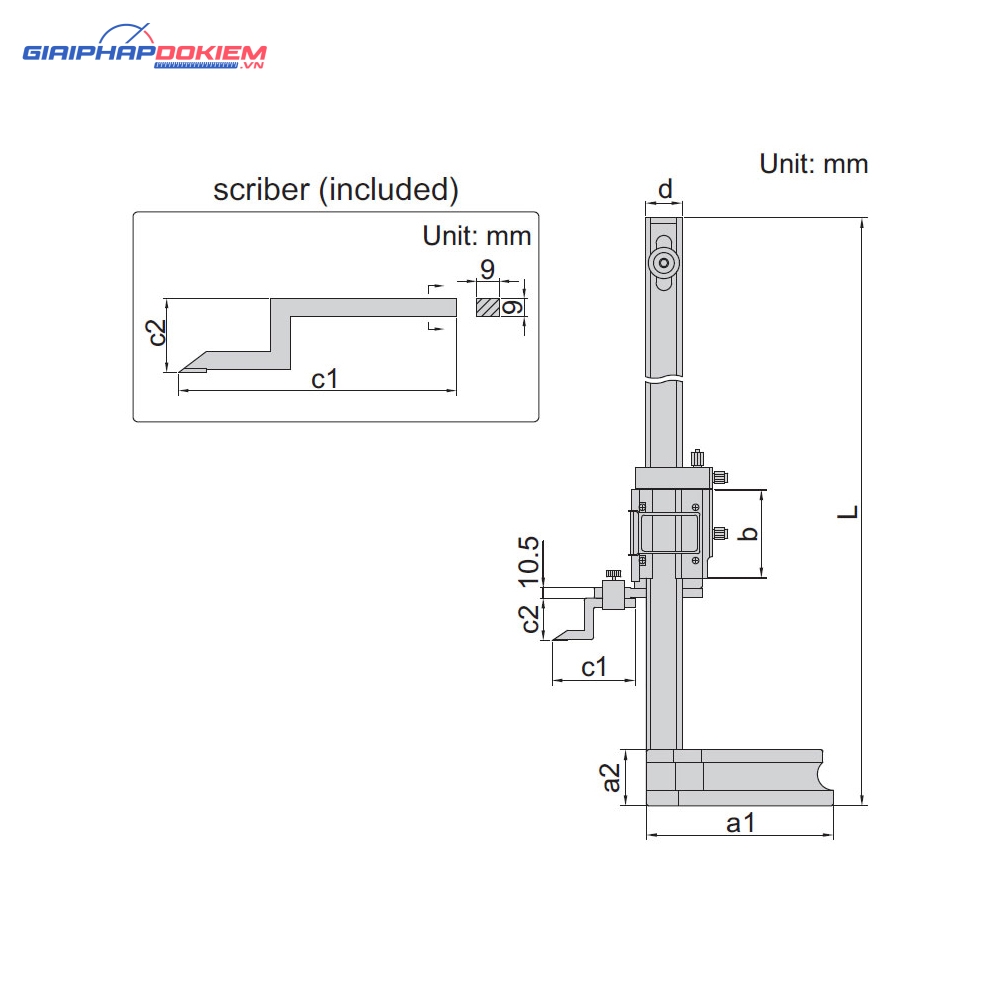 Thước đo cao cơ khí Insize 1250-450 (0-450mm/0-18″) 4 Thước đo cao cơ khí Insize 1250-450 (0-450mm/0-18″)