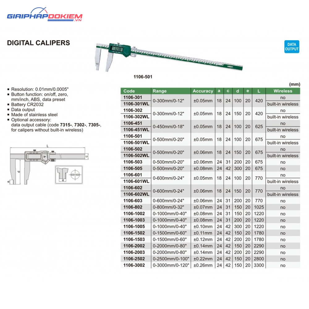 Thước cặp điện tử INSIZE 1106-501 4 Thước cặp điện tử INSIZE 1106-501 - Ảnh 2