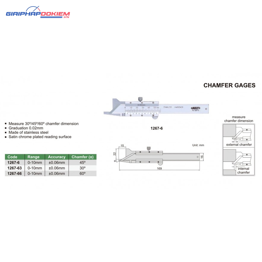 Thước đo cạnh vát cơ khí INSIZE 1267-6 3 Thước đo cạnh vát cơ khí INSIZE 1267-6 - Ảnh 2