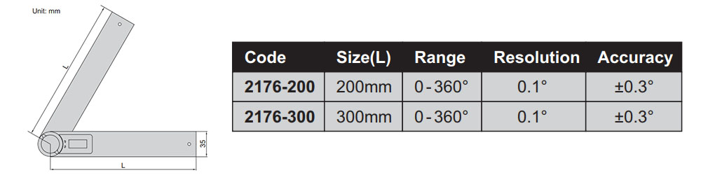 Thước đo góc hiển thị số INSIZE 2176-300 Thước đo góc hiển thị số INSIZE 2176-300
