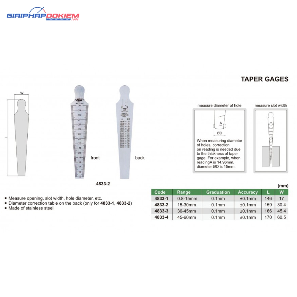 Thước đo khe hở Insize 4833-2 3 Thước đo khe hở Insize 4833-2 - Ảnh 2
