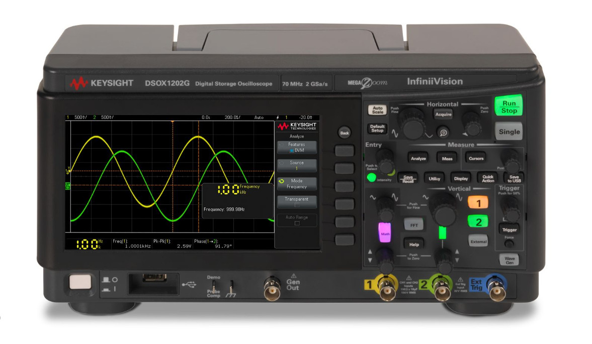Máy hiện sóng số KEYSIGHT DSOX1202G ( 70Mhz, 2 CH, 2 GSa/s, WaveGen 20-MHz ) 2 Máy hiện sóng số KEYSIGHT DSOX1202G ( 70Mhz, 2 CH, 2 GSa/s, WaveGen 20-MHz )