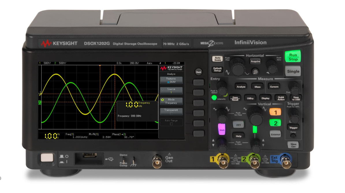 Máy hiện sóng số KEYSIGHT DSOX1202G (+Opt DSOX1202A-100 100Mhz, 2 CH, 2 GSa/s, WaveGen 20-MHz ) 3 Máy hiện sóng số KEYSIGHT DSOX1202G (+Opt DSOX1202A-100 100Mhz, 2 CH, 2 GSa/s, WaveGen 20-MHz ) - Ảnh 2
