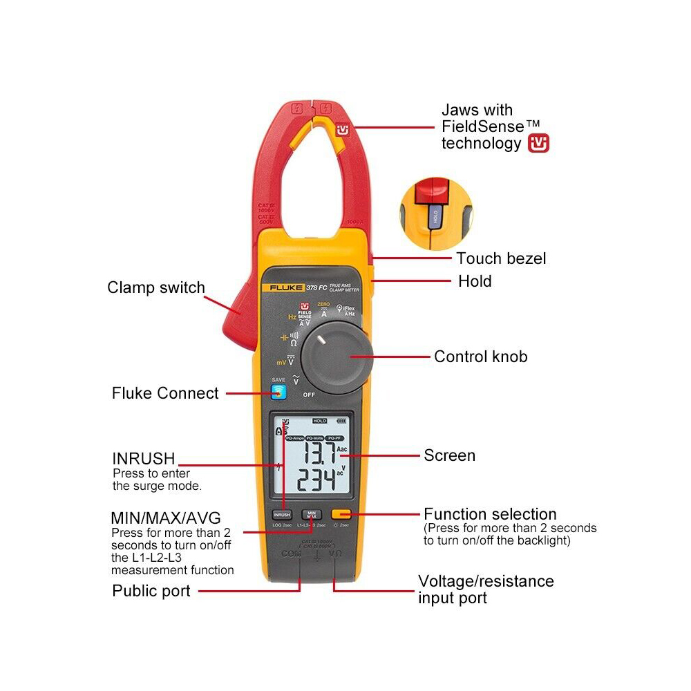 Ampe kìm True-rms AC/DC Fluke 378 FC với iFlex™ 13 Ampe kìm True-rms AC/DC Fluke 378 FC với iFlex™ - Ảnh 2