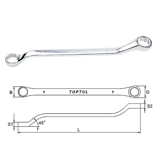 Cờ lê 2 đầu vòng Toptul AAAH