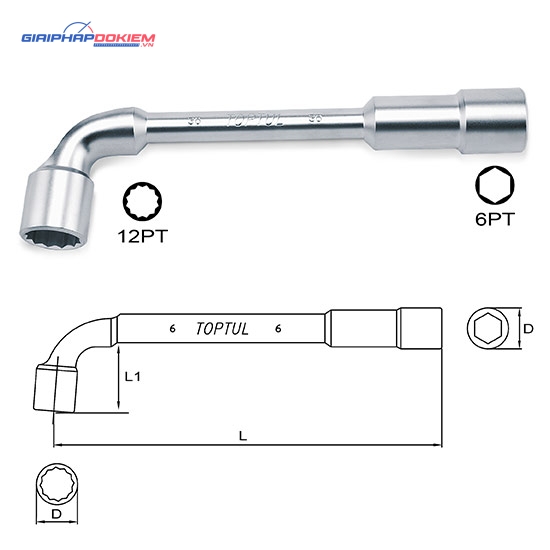 Điếu chữ L bông lục giác TOPTUL AEAE 1 Điếu chữ L bông lục giác TOPTUL AEAE