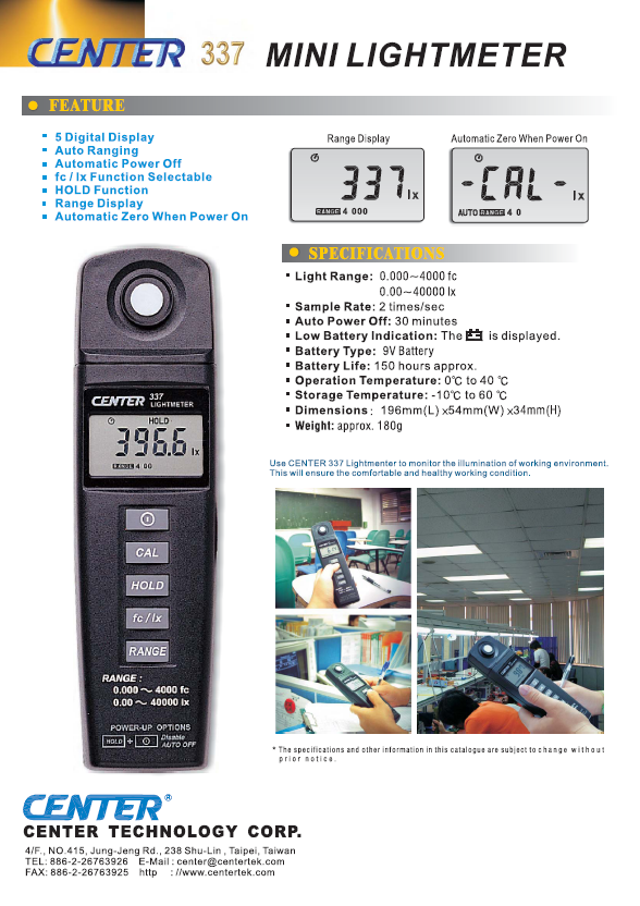 Máy đo cường độ ánh sáng Center 337 9 Máy đo cường độ ánh sáng Center 337 - Ảnh 3