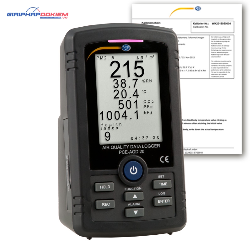 Máy đo chất lượng không khí PCE PCE-AQD 20-ICA bao gồm Chứng nhận hiệu chuẩn ISO 6 Máy đo chất lượng không khí PCE PCE-AQD 20-ICA bao gồm Chứng nhận hiệu chuẩn ISO