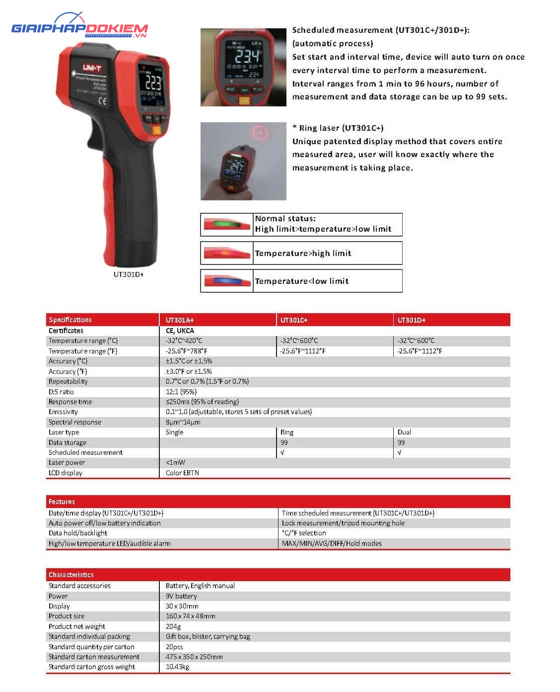Thiết bị đo nhiệt độ hồng ngoại UNI-T UT301D+ 10 Thiết bị đo nhiệt độ hồng ngoại UNI-T UT301D+ - Ảnh 6