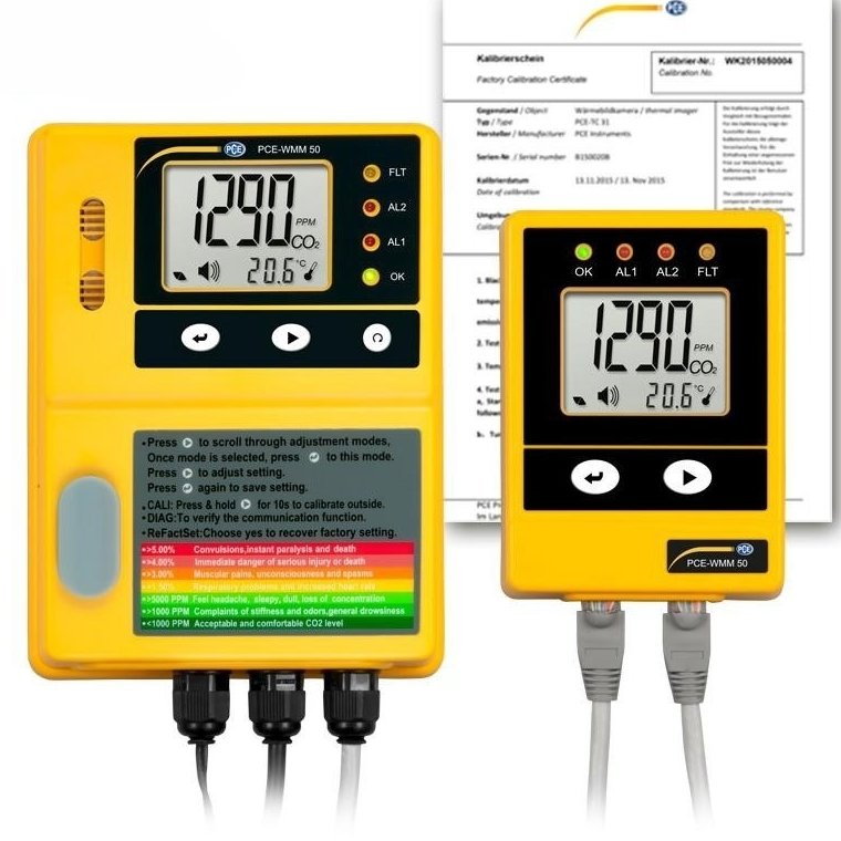 Máy đo chất lượng không khí Carbon Dioxide PCE PCE-WMM 50-ICA có chứng nhận hiệu chuẩn ISO 4 Máy đo chất lượng không khí Carbon Dioxide PCE PCE-WMM 50-ICA có chứng nhận hiệu chuẩn ISO
