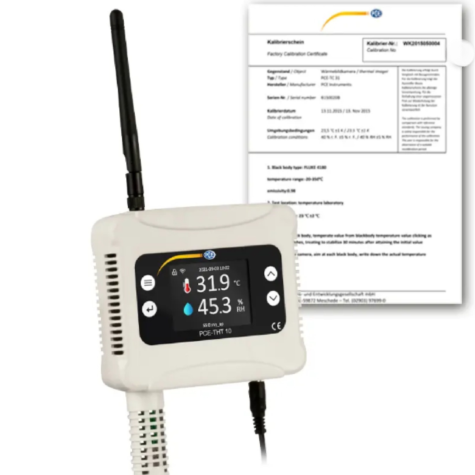 Máy đo chất lượng không khí PCE PCE-THT 10-ICA bao gồm Giấy chứng nhận hiệu chuẩn ISO