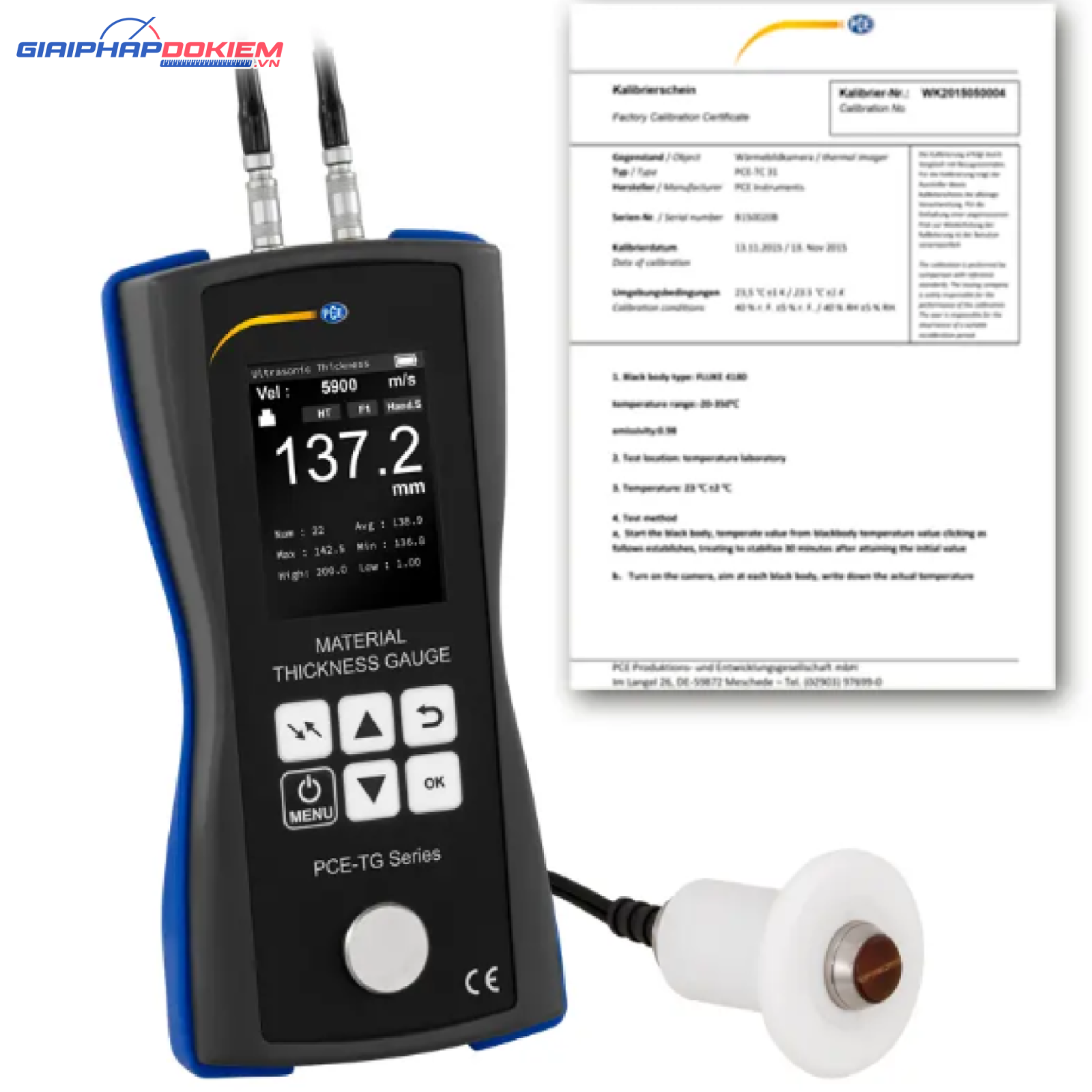 Máy đo độ dày PCE PCE-TG 150 HT-ICA bao gồm chứng chỉ hiệu chuẩn ISO 8 Máy đo độ dày PCE PCE-TG 150 HT-ICA bao gồm chứng chỉ hiệu chuẩn ISO
