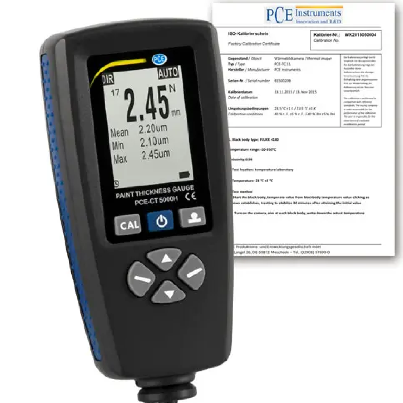 Máy đo độ dày PCE PCE-CT 5000H-ICA bao gồm chứng chỉ hiệu chuẩn ISO 6 Máy đo độ dày PCE PCE-CT 5000H-ICA bao gồm chứng chỉ hiệu chuẩn ISO