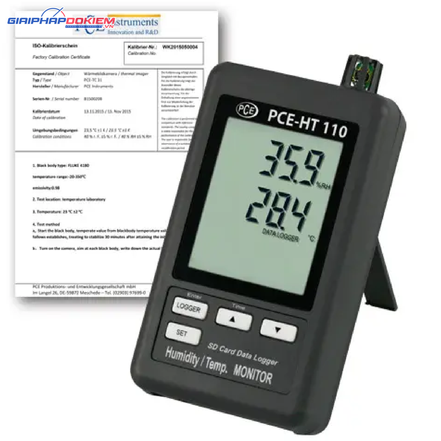 Máy đo chất lượng không khí PCE PCE-HT110-ICA bao gồm Giấy chứng nhận hiệu chuẩn ISO 6 Máy đo chất lượng không khí PCE PCE-HT110-ICA bao gồm Giấy chứng nhận hiệu chuẩn ISO