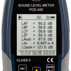 Máy đo SPL loại 2 PCE PCE-428-Kit-N-ICA có bộ hiệu chuẩn âm thanh bao gồm chứng nhận ISO Cal 37 PCE 428 Decibelmeter datalogger 15
