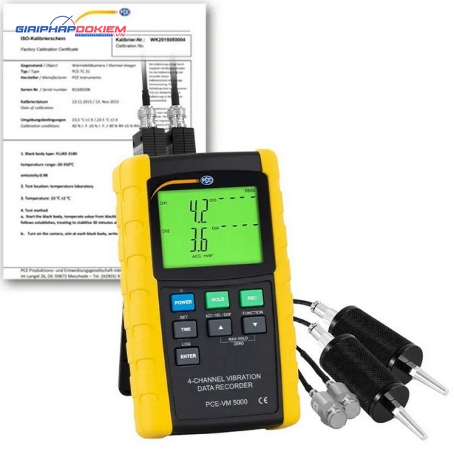 Máy đo gia tốc PCE PCE-VM 5000-KIT-ICA bao gồm Giấy chứng nhận hiệu chuẩn ISO 9 Máy đo gia tốc PCE PCE-VM 5000-KIT-ICA bao gồm Giấy chứng nhận hiệu chuẩn ISO