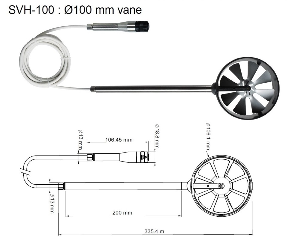 Đầu đo tốc độ gió, lưu lượng gió và nhiệt độ môi trường KIMO SVH-100 7 Đầu đo tốc độ gió, lưu lượng gió và nhiệt độ môi trường KIMO SVH-100 - Ảnh 3