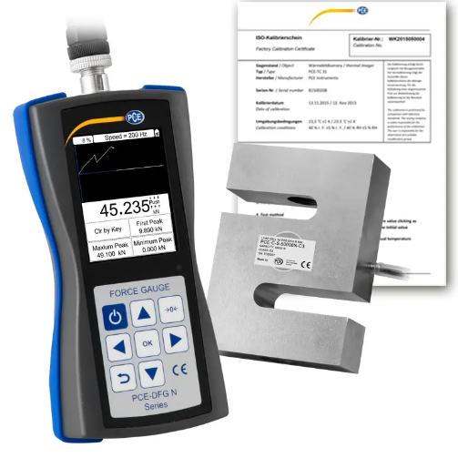 Máy đo lực PCE PCE-DFG N 50K-ICA bao gồm Giấy chứng nhận hiệu chuẩn ISO