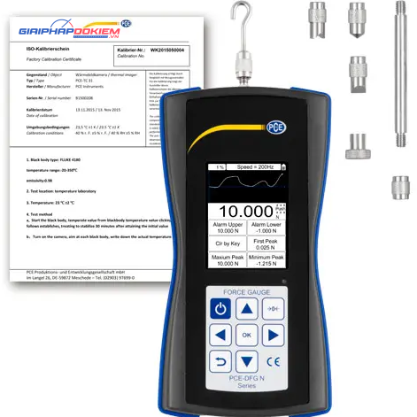 Máy đo lực PCE PCE-DFG N 10-ICA bao gồm Giấy chứng nhận hiệu chuẩn ISO 10 Máy đo lực PCE PCE-DFG N 10-ICA bao gồm Giấy chứng nhận hiệu chuẩn ISO