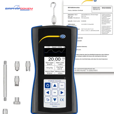 Máy đo lực PCE PCE-DFG N 20-ICA bao gồm Giấy chứng nhận hiệu chuẩn ISO 9 Máy đo lực PCE PCE-DFG N 20-ICA bao gồm Giấy chứng nhận hiệu chuẩn ISO