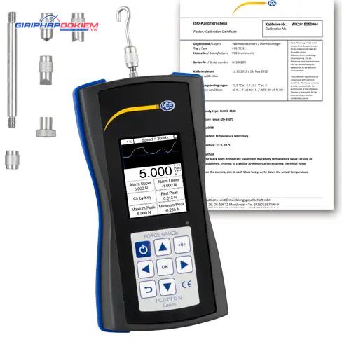 Máy đo lực PCE PCE-DFG N 5-ICA bao gồm Giấy chứng nhận hiệu chuẩn ISO 9 Máy đo lực PCE PCE-DFG N 5-ICA bao gồm Giấy chứng nhận hiệu chuẩn ISO
