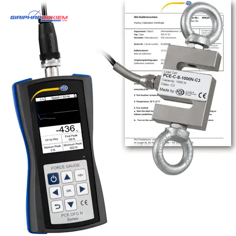 Máy đo lực PCE PCE-DFG N 1K-ICA bao gồm Giấy chứng nhận hiệu chuẩn ISO 7 Máy đo lực PCE PCE-DFG N 1K-ICA bao gồm Giấy chứng nhận hiệu chuẩn ISO