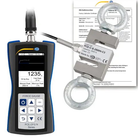 Máy đo lực PCE PCE-DFG N 2.5K-ICA bao gồm Giấy chứng nhận hiệu chuẩn ISO