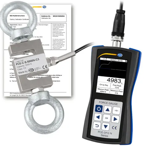 Máy đo lực PCE PCE-DFG N 5K-ICA bao gồm Giấy chứng nhận hiệu chuẩn ISO 8 Máy đo lực PCE PCE-DFG N 5K-ICA bao gồm Giấy chứng nhận hiệu chuẩn ISO