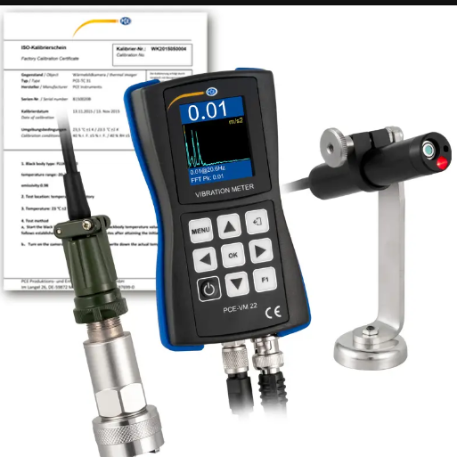 Máy đo gia tốc PCE PCE-VM 22-ICA bao gồm Giấy chứng nhận hiệu chuẩn ISO 11 Máy đo gia tốc PCE PCE-VM 22-ICA bao gồm Giấy chứng nhận hiệu chuẩn ISO