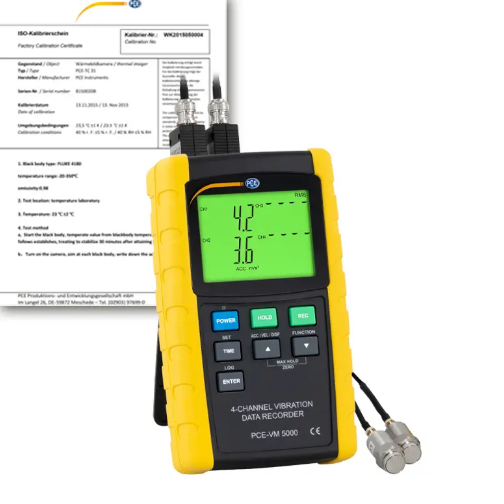 Máy đo gia tốc PCE PCE-VM 5000-ICA Bao gồm Chứng nhận hiệu chuẩn ISO 9 Máy đo gia tốc PCE PCE-VM 5000-ICA Bao gồm Chứng nhận hiệu chuẩn ISO